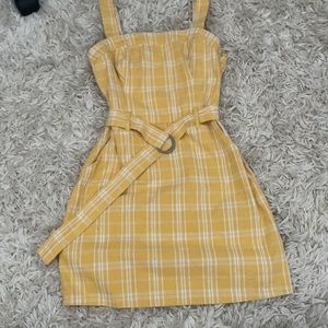 gold plaid dress
